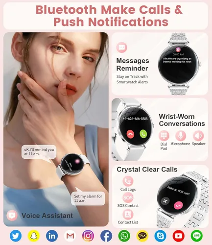 Miniatura 2 de LIGE Reloj inteligente ultrafino para mujer (respuesta/hacer llamadas), reloj inteligente de 1.43 pulgadas con pantalla siempre encendida