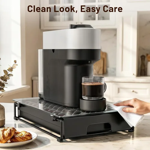 Miniatura 2 de EVERIE Organizador de Cristal Templado Soporte para Cajón Compatible con Cápsulas Nespresso Vertuo, Compatible con 40 Pods Vertuoline Grandes o 52