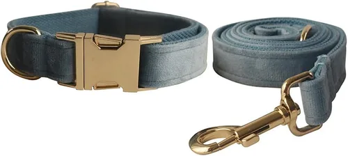 Miniatura 24 de Love Dream Juego de collar y correa de terciopelo para perro, suave y cómodo, correa ajustable y collar con hebilla de metal resistente para perros