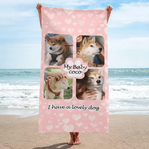 Miniatura 19 de Shapoo Toalla de playa con foto personalizada, foto personalizada/fondo/texto, divertida toalla de baño de microfibra personalizada para Una foto