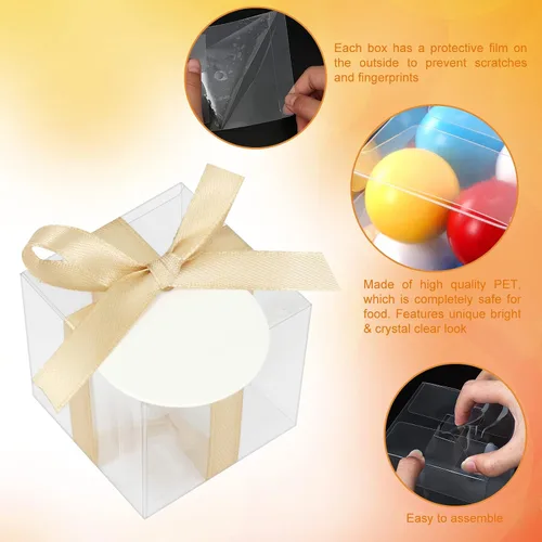 Miniatura 3 de Cotopher - 120 unidades de cajas de regalo transparentes, cajas de plástico transparentes de 3,8 x 3,8 x 3,8 cm para trufa de chocolate. Mini cajas