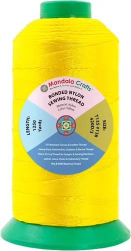 Miniatura 365 de Mandala Crafts - Hilo de nailon para coser cuero, tapicería, mezclilla y para trenzar el pelo; resistente, 1500 yardas, tamaño 69 T70 Marrón