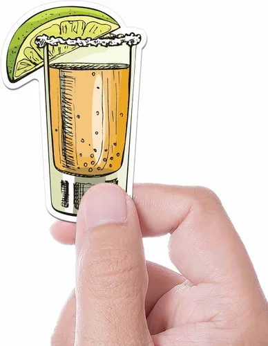 Pegatina de lima y tequila – Calcomanía de vidrio de tequila, calcomanía de alcohol de la hora feliz para frasco, bonita calcomanía de borde de sal,