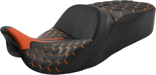 Miniatura 27 de C.C. RIDER Asiento de conductor, piloto y pasajero de una pieza con diamante, asiento de 2 plazas para Harley Touring Road King FLHR, Street Glide