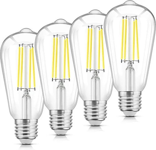 Miniatura 11 de WIHTU – Bombillas LED de filamento, bombillas LED Edison vintage brillantes de 6 W, bombillas de luz cálida ST58 de 2700 K con CRI 85+, base