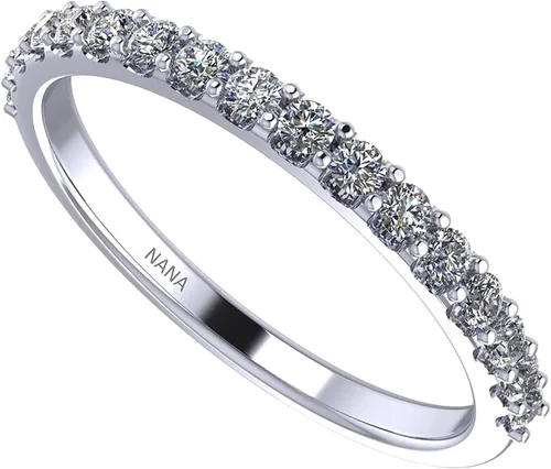 NANA Jewels Anillo de boda con circonita cúbica en plata de ley 925 de 10 quilates y oro de 14 quilates, apilable, anillo de aniversario de media