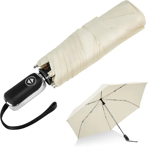 Miniatura 65 de LEAGERA Paraguas de viaje compacto para bolso, mango plano, impermeable para lluvia ligera