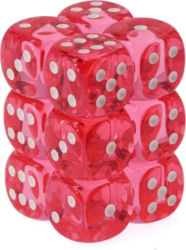 Chessex Juego de 12 troqueles poliédricos translúcidos, 0.630 in 6D rosa/blanco para Dungeons and Dragons (DND), juegos de rol, MTG, Pathfinder,