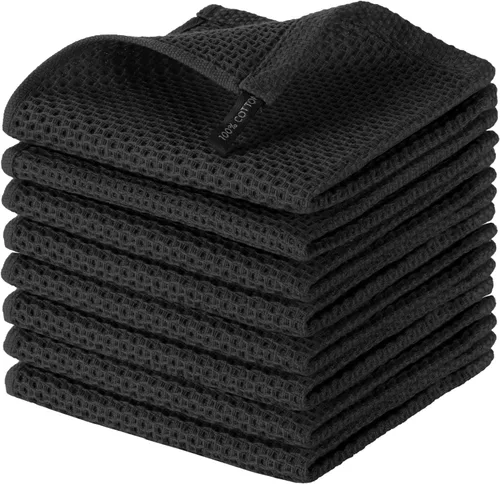 Miniatura 20 de joybest Paños de cocina de algodón, paquete de 8 paños de cocina de tejido de gofre, ultra suaves, absorbentes, paños de secado rápido, trapos