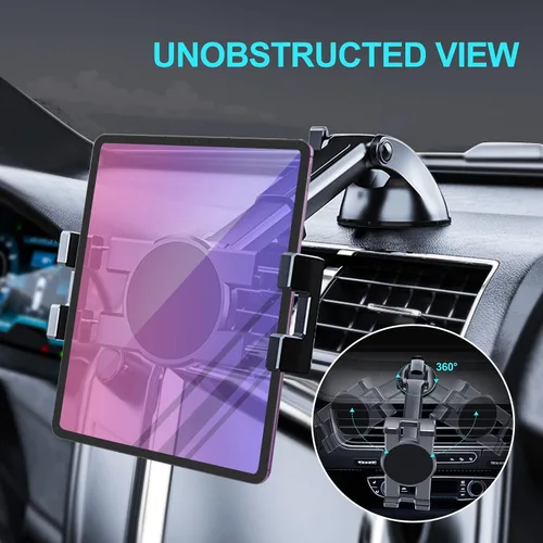 Miniatura 2 de Vadaxx Soporte para tablet de automóvil y parabrisas, soporte giratorio de 360° para iPad Pro 12.9/11/10.5/Air/Mini 6/5/4, Galaxy Tab, iPhone 16/15