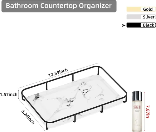 Miniatura 2 de Dobbyby Bandeja de Tocador Organizador de Maquillaje Almacenamiento de Cosméticos Organizador de Cuidado de la Piel para Baño Estante de Exhibición