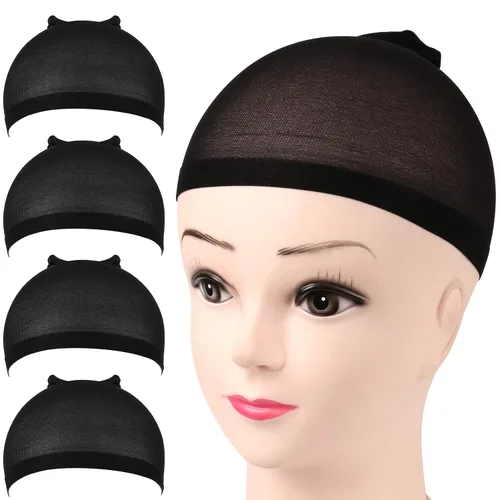 Miniatura 10 de Fandamei Gorras de peluca HD superfinas, 4 unidades, color negro ultrafino, gorra de peluca de nailon para mujer, elástica, natural transparente HD