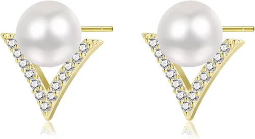 Miniatura 25 de Aretes de perlas para mujer, perlas redondas blancas, aretes de oro envueltos de alambre, joyería hecha a mano para mamá, amante y ella
