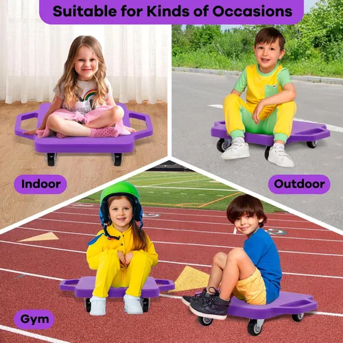 Miniatura 5 de Tabla de sentarse para niños con ruedas universales – Scooter de plástico de seguridad para niños de 6 a 12 años – Scooter deportivo manual con asas