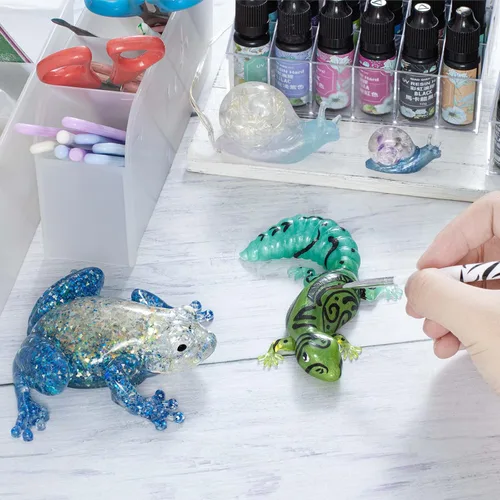 Miniatura 7 de Moldes de resina epoxi de silicona, 4 unidades variadas de caracol de lagarto de rana 3D