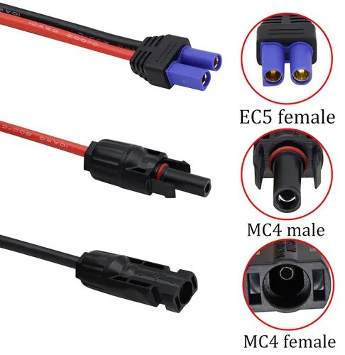 Miniatura 2 de Cable 10AWG MC-4 a EC-5 Adaptador de panel solar a cable de alimentación EC5 hembra, cable de carga EC5 a batería de litio para batería