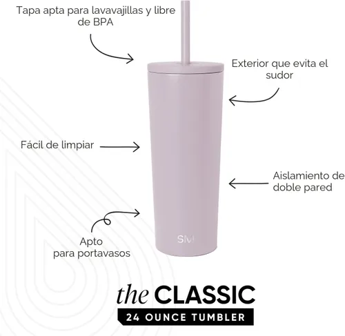 Miniatura 2 de Simple Modern - Vaso aislado con tapa y pajita, botella de agua reutilizable de acero inoxidable, taza de café helado, taza de viaje, regalo