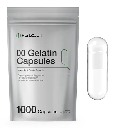 Horbaach - Cápsulas vacías tamaño 00 | 1000 cápsulas de gelatina transparente | Bolsa resellable | Sin OMG, sin gluten | por Horbaach