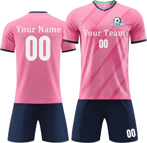 Camiseta y pantalones cortos de fútbol personalizados con tu nombre y número Uniforme de Futbol personalizado para Ninos Hombres