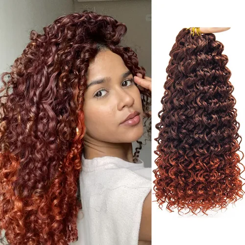 Miniatura 38 de 8 Paquetes de Cabello Rizado con Ganchillo GoGo, Cabello Rizado con Ganchillo para Mujeres Negras, Trenzado de Onda Profunda, Cabello Sintético