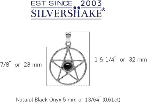 Miniatura 11 de Silvershake Colgante o colgante Wiccan de plata de ley 925 chapada en oro amarillo de 0.197 in con forma redonda de pentagrama de estrella