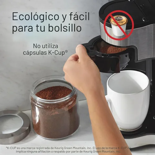 Miniatura 4 de Hamilton Beach Cafetera Brewer de 2 vías, olla de un solo servicio y 12 tazas, acero inoxidable (49980A), jarra Negro