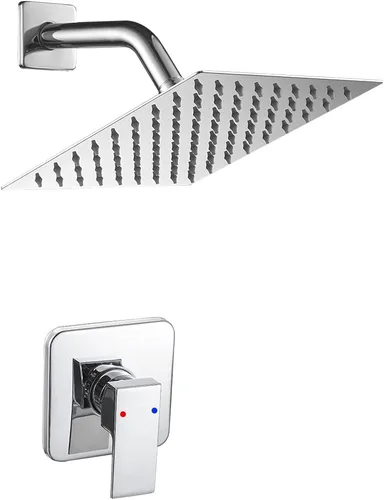 Miniatura 14 de Juego de grifo de ducha negro mate para baño, sistema de ducha de lluvia de lujo con cabezal de ducha de lluvia, kit de molduras de ducha de una