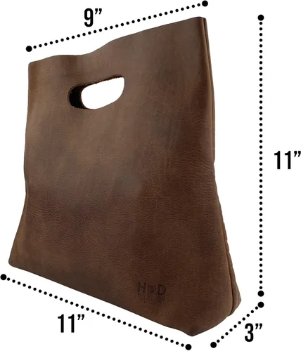Miniatura 6 de Hide & Drink, Bolso minimalista hecho a mano de cuero de grano completo y piel de oveja