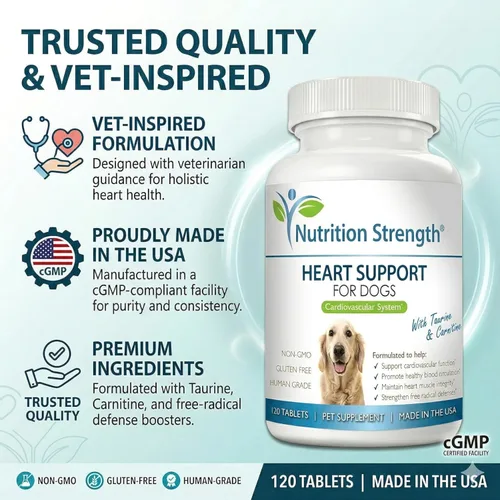 Miniatura 7 de Apoyo cardíaco para perros con taurina y carnitina, promueve la circulación sanguínea, apoya la función cardiovascular, integridad muscular cardíaca