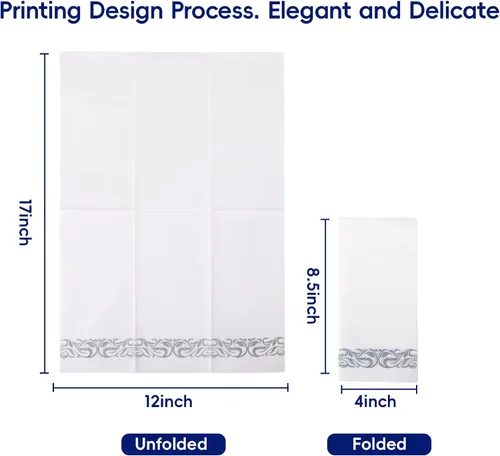 Miniatura 2 de JOLLY CHEF 100 toallas de mano desechables, suaves y absorbentes, servilletas para cena con sensación de lino, elegantes toallas de papel Plateado