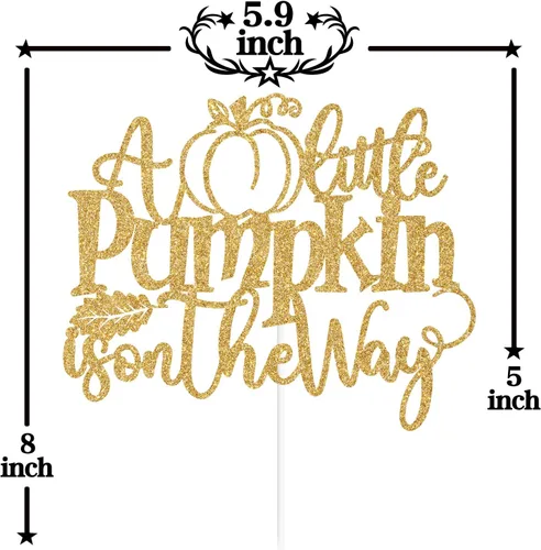 Miniatura 2 de Decoración para tartas con purpurina dorada "A Little Pumpkin is on the Way", dulce calabaza/calabaza Oh Baby/Little Pumpkin, decoración de fiesta