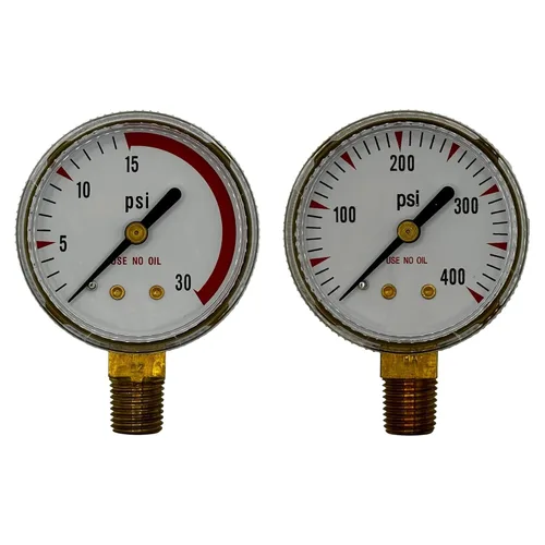 Medidores de reemplazo de baja y alta presión para regulador de acetileno 2" x 30 psi y 400 psi