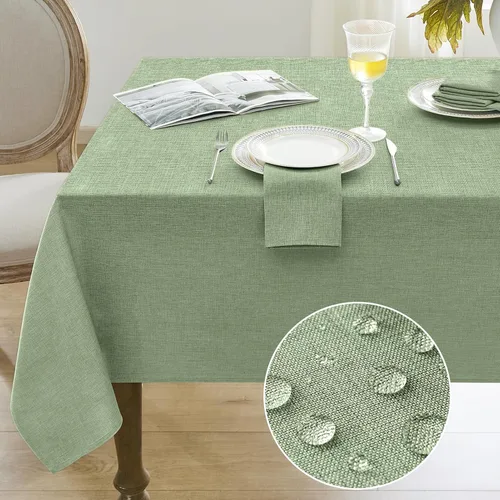 Miniatura 11 de Softalker Mantel pequeño rectangular con textura de lino de 52 x 70 pulgadas, para exteriores, resistente a las manchas y a las arrugas, decorativo