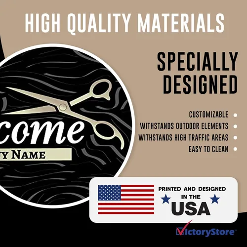 Miniatura 4 de VictoryStore Tapete de bienvenida personalizado para peluquería – Tapete de 24 x 36 pulgadas con logotipo – Alfombra de peluquería personalizada
