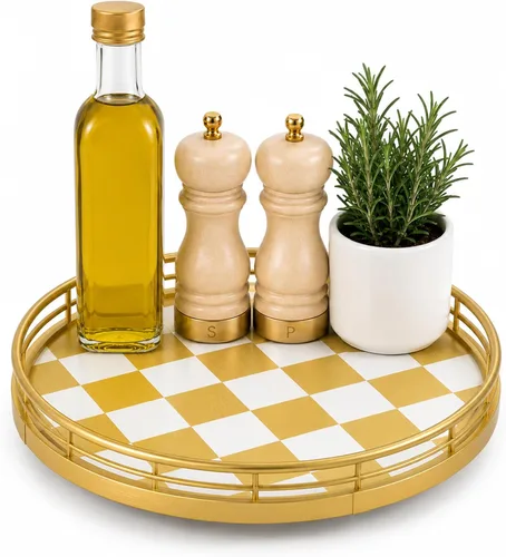 Miniatura 8 de Marble Lazy Susan - Tocadiscos para mesa, bandeja redonda de mármol de grano de madera antigua de 10 pulgadas para mesa de comedor, encimera de Negro