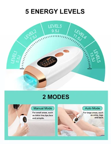 Miniatura 6 de At-Home - Dispositivo de depilación láser IPL para mujeres y hombres, depilación permanente, 999,999 parpadeos, removedor de vello sin dolor