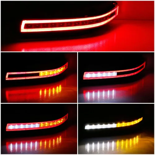 Miniatura 2 de iJDMTOY Lente transparente con interior rojo oscuro todo en uno LED completo parachoques inferior Lámparas traseras compatibles con Nissan 2003-2009