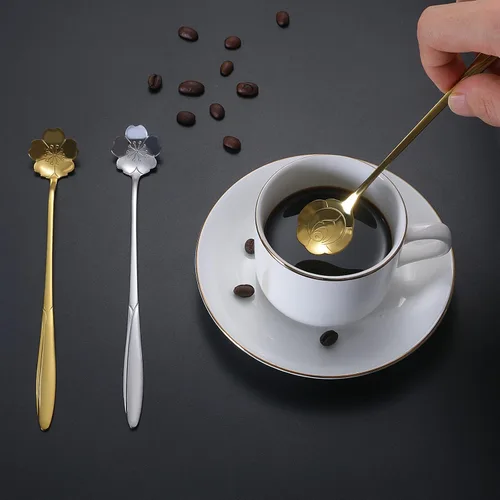 Miniatura 5 de NMQLX Juego de cucharas de postre, 6-16 cucharas de acero inoxidable con forma de flor de 7 pulgadas, cuchara de frutas para helado para el hogar