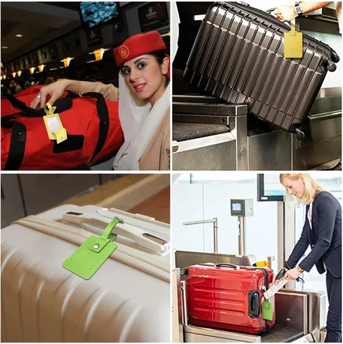 Miniatura 6 de Fintie - Paquete de 2 etiquetas para equipaje, etiquetas de identificación de piel con nombre y cubierta de privacidad para bolsa de viaje y maleta