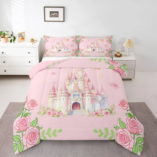 Miniatura 8 de Feelyou Juego de ropa de cama con lazos bonitos y cerezos, tamaño individual, para niños, juego de edredón con lazos de acuarela para niños, niñas