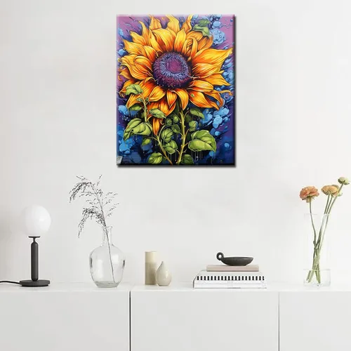 Miniatura 3 de Kit de pintura por números de flores amarillas tropicales, 16 x 20 pulgadas, grafiti, girasoles, pintura colorida para garabatos, lienzo de pintura