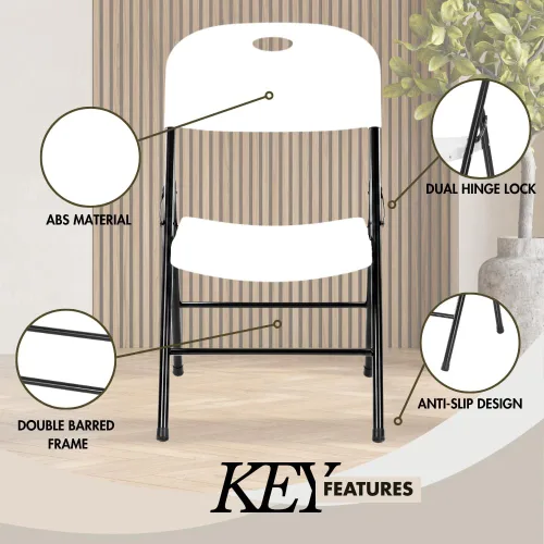 Miniatura 4 de Paquete de 2 sillas plegables de plástico resistente, sillas plegables de capacidad de 450 libras para interiores y exteriores, asientos portátiles
