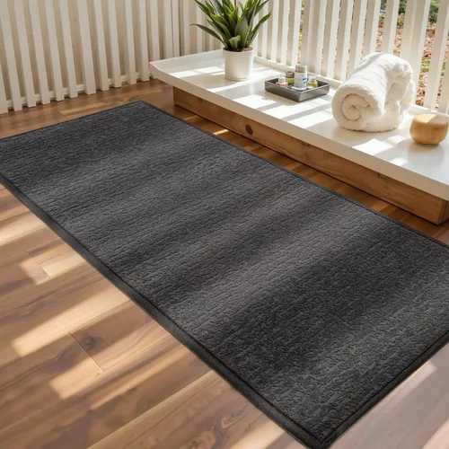 Miniatura 26 de Tapetes de baño antideslizantes delgados para debajo de la puerta, tapetes de baño de secado rápido absorbentes con respaldo de goma trenzado
