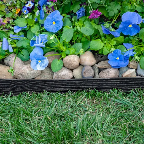 Miniatura 6 de EasyFlex Borde de jardín de pared alta sin excavación con picos de anclaje, 2.5 pulgadas. Borde de jardín de plástico recto alto con textura de Negro