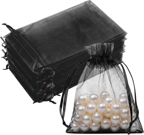 Miniatura 28 de Bolsas de organza de 3x4 pulgadas, 50 paquetes de pequeñas bolsas de regalo de malla con cordón, bolsas de muestra para fiesta, boda, baby shower