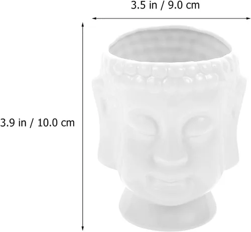 Miniatura 6 de Happyyami Maceta de cerámica para plantas de interior, diseño de estatua de Buda para decoración del hogar, 1 ud
