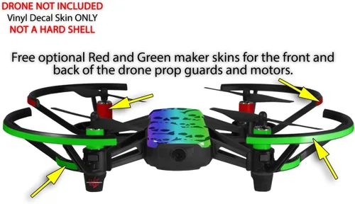 Miniatura 3 de Paquete de 2 calcomanías de piel para DJI Ryze Tello Drone Rainbow Skull Collection Drone no incluido