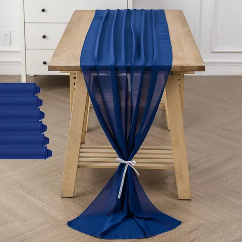 Miniatura 45 de Paquete de 2 caminos de mesa de gasa de 10 pies de 29 x 120 pulgadas, camino de mesa romántico transparente para boda, fiesta de cumpleaños