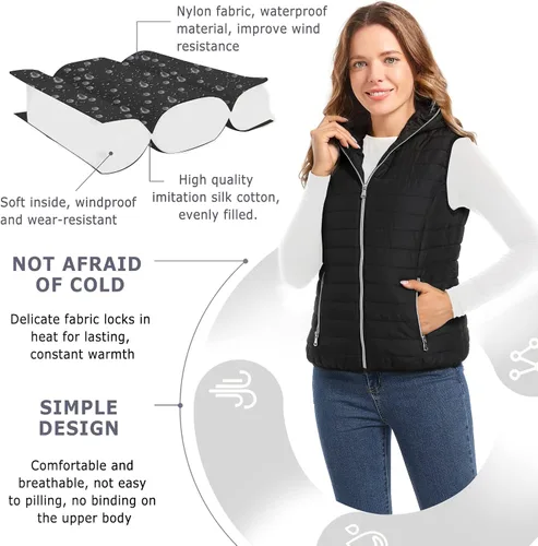 Miniatura 5 de DULCET Women's Hoodie Vest Soft Light weight Quilted Winter Gilet With Zip Up Pockets