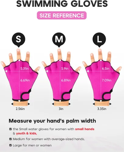 Miniatura 3 de FitsT4 Sports Guantes de natación con aletas Guantes de natación palmeados Fitness Aeróbico acuático Rojo rosa